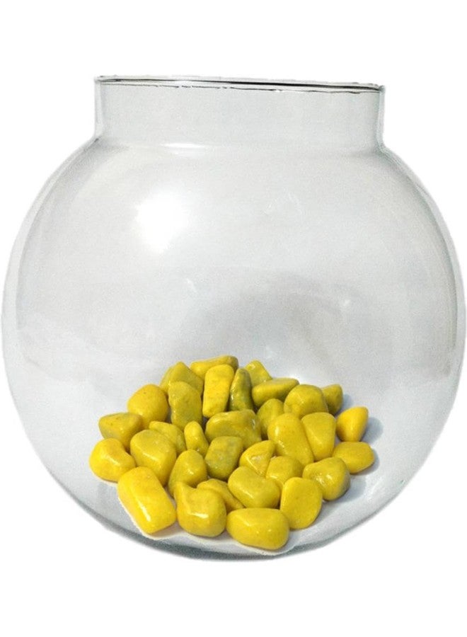 Somil Clear & Transparent Round Decorative Glass Fish Pot for Zoom View with Yellow Stones, Indoor Home, Room Table Top, Dia -6 Inch, 15 X 15 X 15 Cm - Image 1